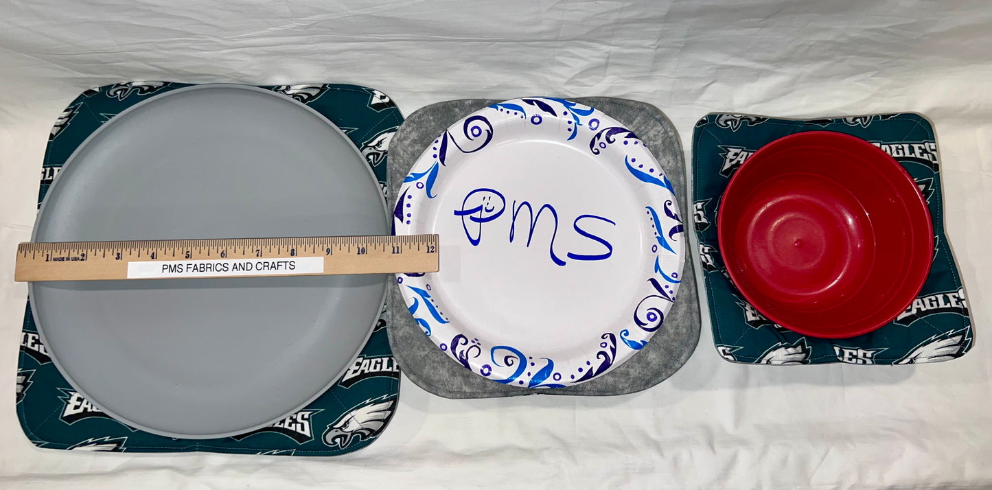 Set of 3 Philly Eagles and Gray fabric Microwavable Cozy set plate & bowl sizes - free ship to USA