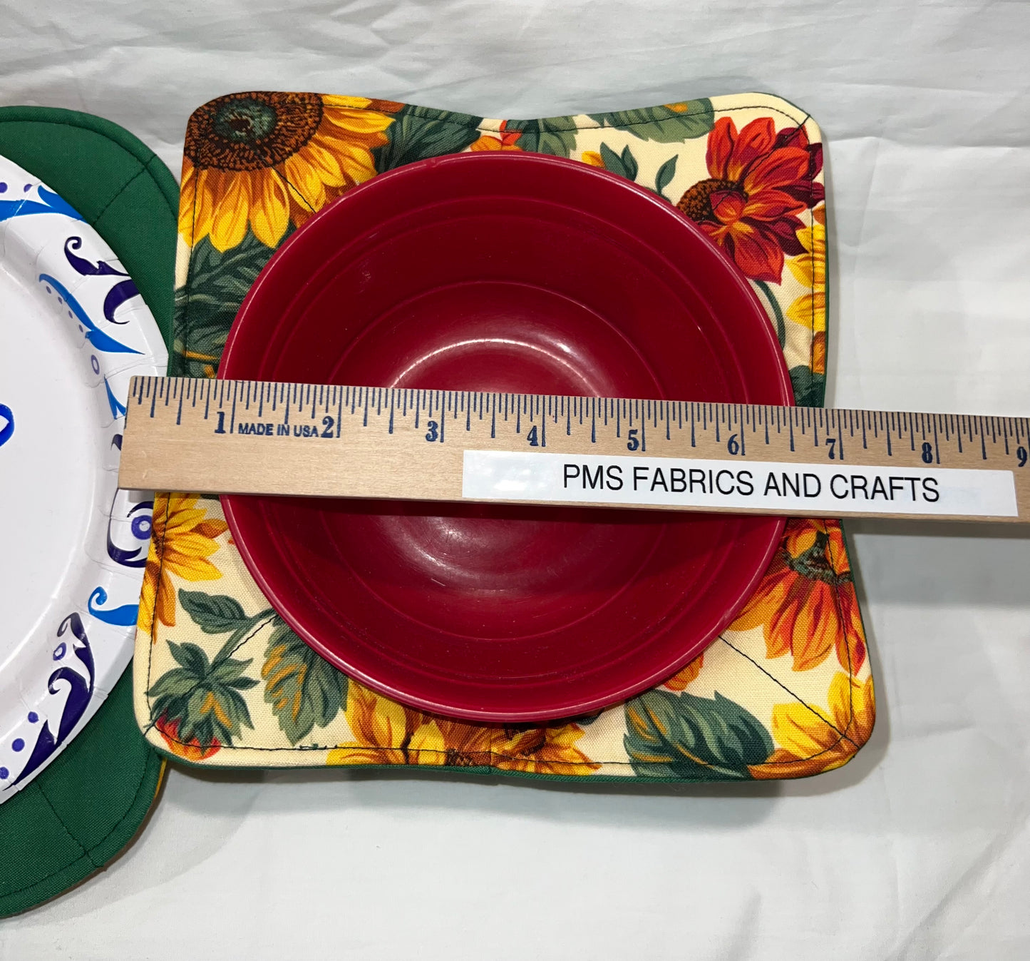 Set of 3 Novelty Sunflowers fabric Microwavable Cozy set plate & bowl - free ship to USA