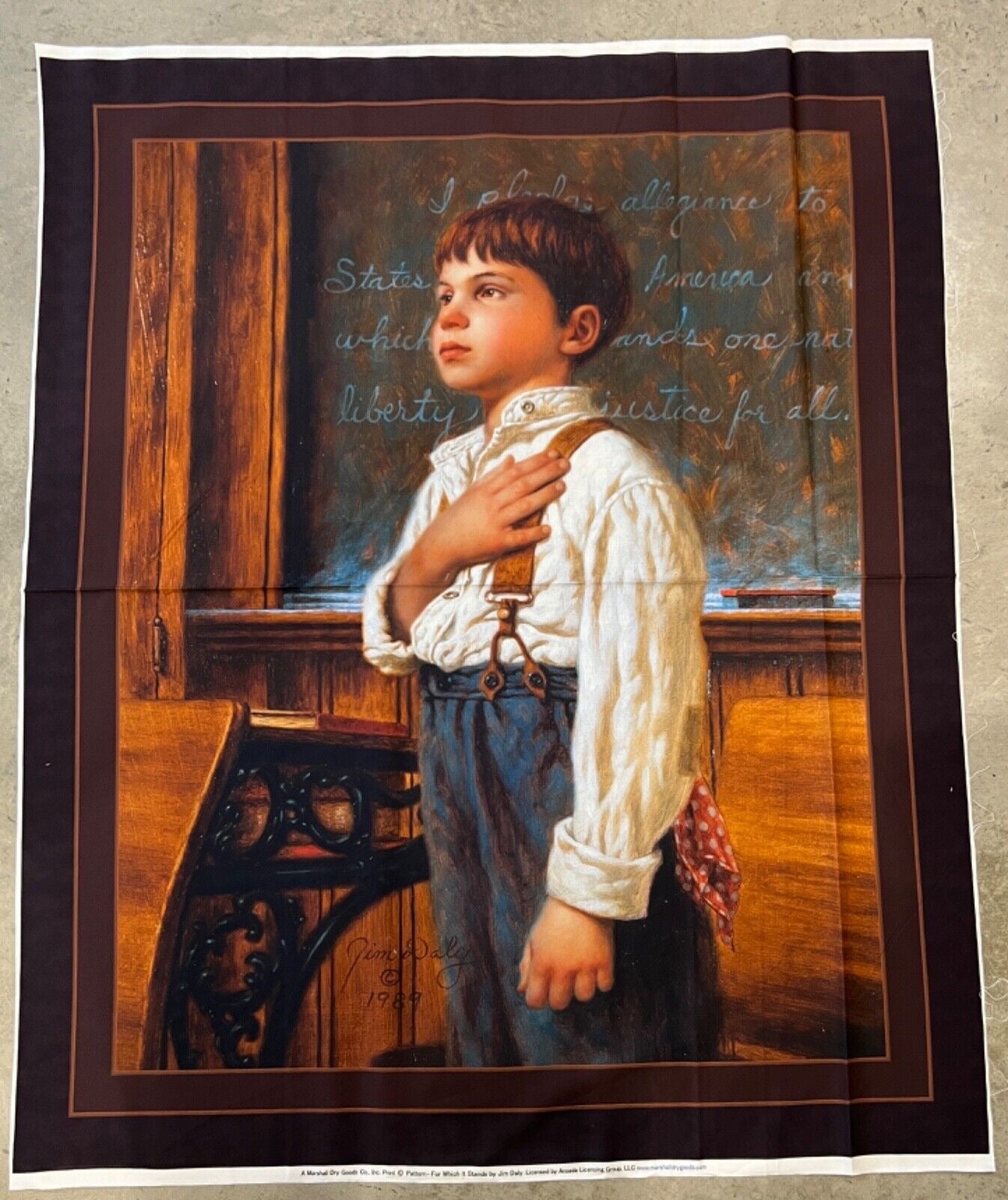 For Which It Stands 100% cotton fabric panel aprox 36 x 44 Pledge of Allegiance - free ship to USA