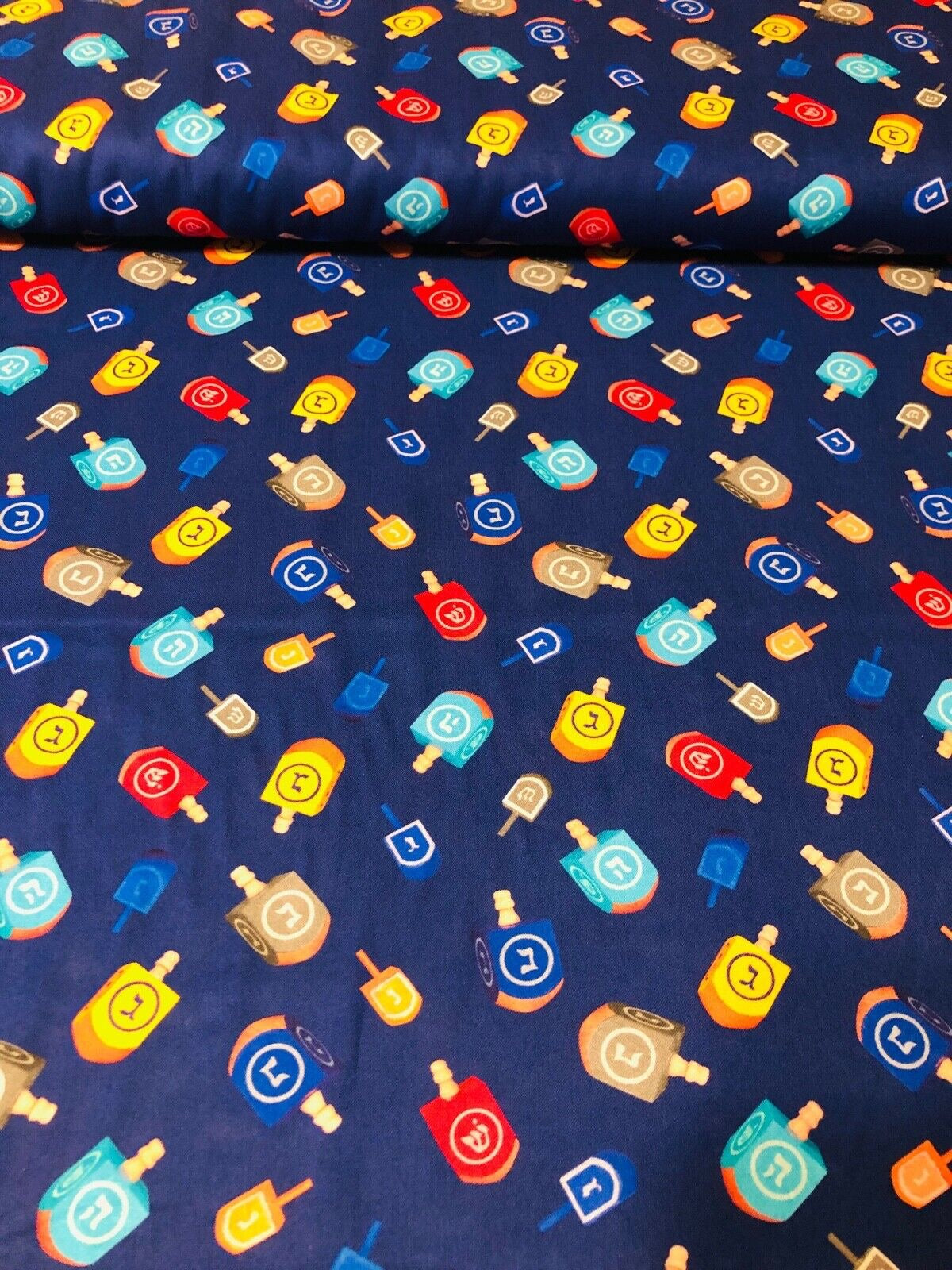 Festive Lights Jewish 100% cotton fabric by the yard 36 x 44 BEN-9949-55 Dreidel Jewish Faith - free ship to USA