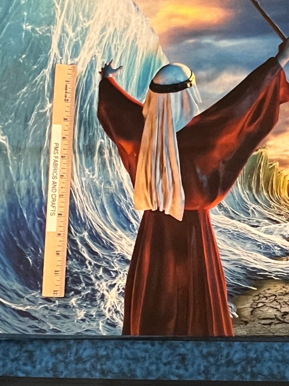 Moses Parts The Sea 100% cotton fabric panel approx 36 tall x 44/45 wide Faith - free ship to USA