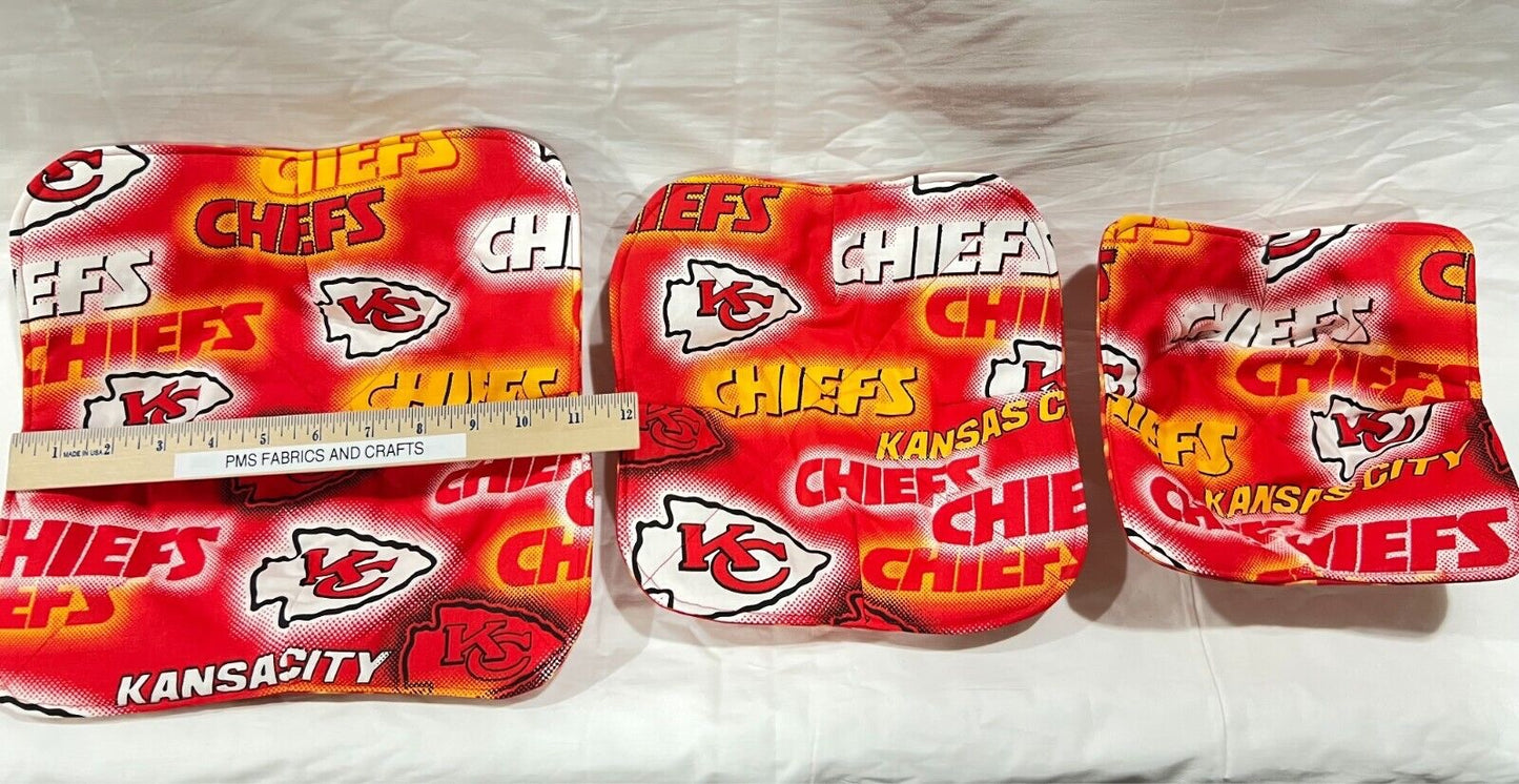 Set of 3 Novelty Kansas City Chiefs fabric Microwavable Cozy set plate & bowl - free ship to USA