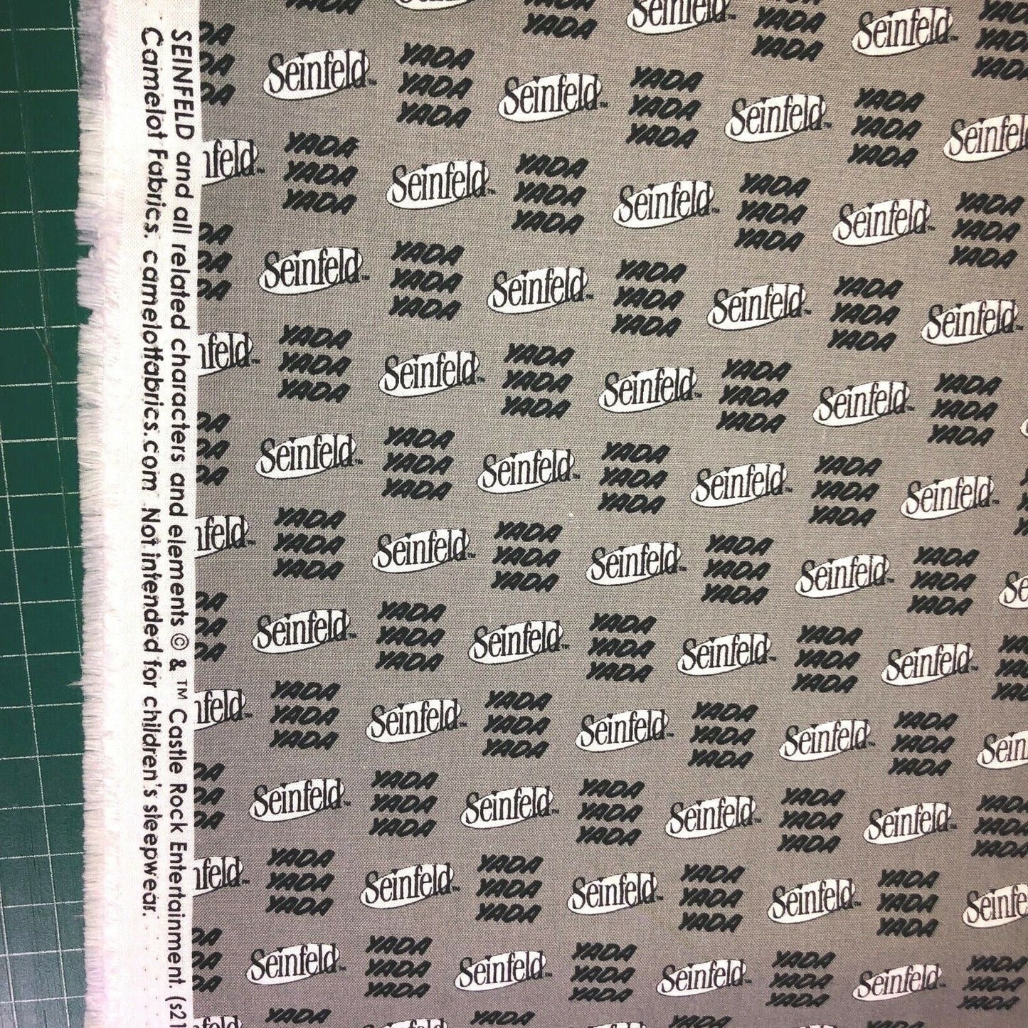 Camelot Seinfeld 100% cotton fabric by the yard Yada Yada Yada on silver gray - free ship to USA