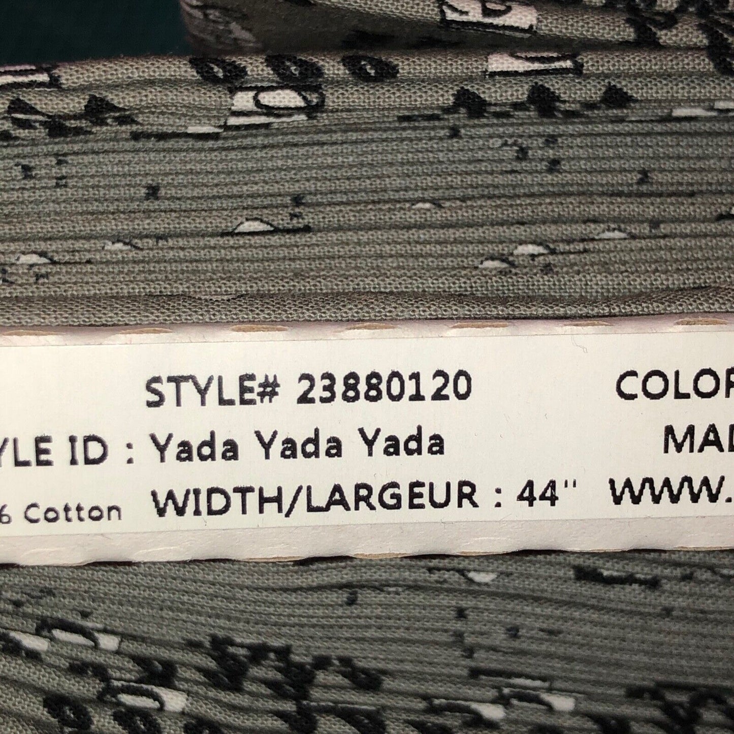 Camelot Seinfeld 100% cotton fabric by the yard Yada Yada Yada on silver gray - free ship to USA