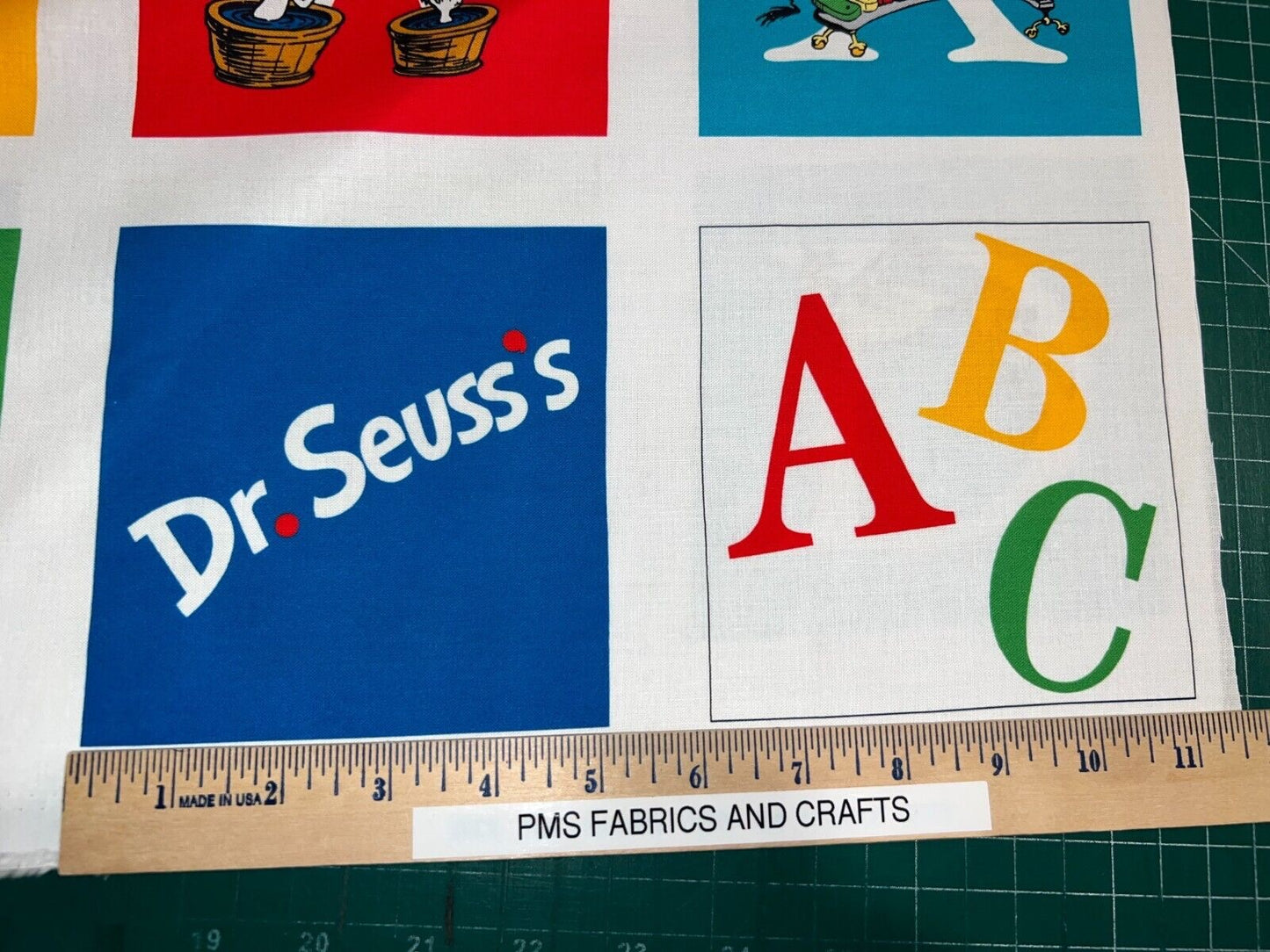 RK Dr Seuss ABC Blocks 100% cotton fabric Panel aprx 24 x 44 - not a ready made book - ADE-14694-267 - could make quick and easy quilt - free ship USA