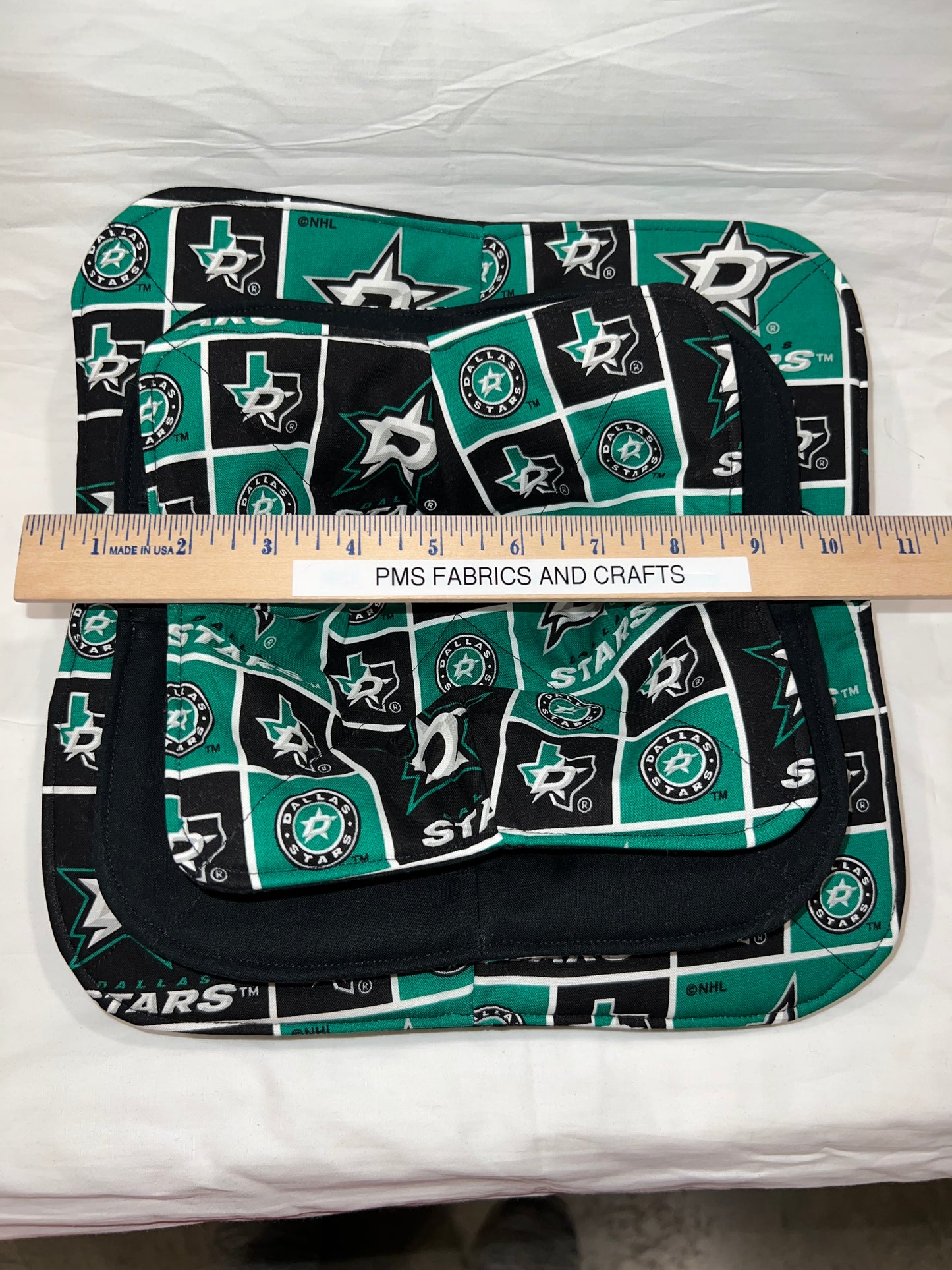 Set of 3 Dallas Stars fabric Microwavable Cozy set plate & bowl sizes - Hockey - free ship to USA