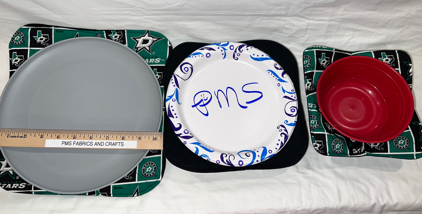 Set of 3 Dallas Stars fabric Microwavable Cozy set plate & bowl sizes - Hockey - free ship to USA