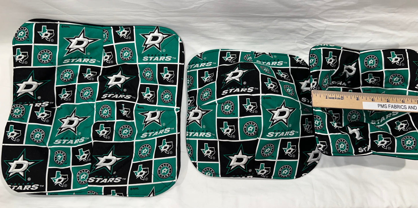 Set of 3 Dallas Stars fabric Microwavable Cozy set plate & bowl sizes - Hockey - free ship to USA