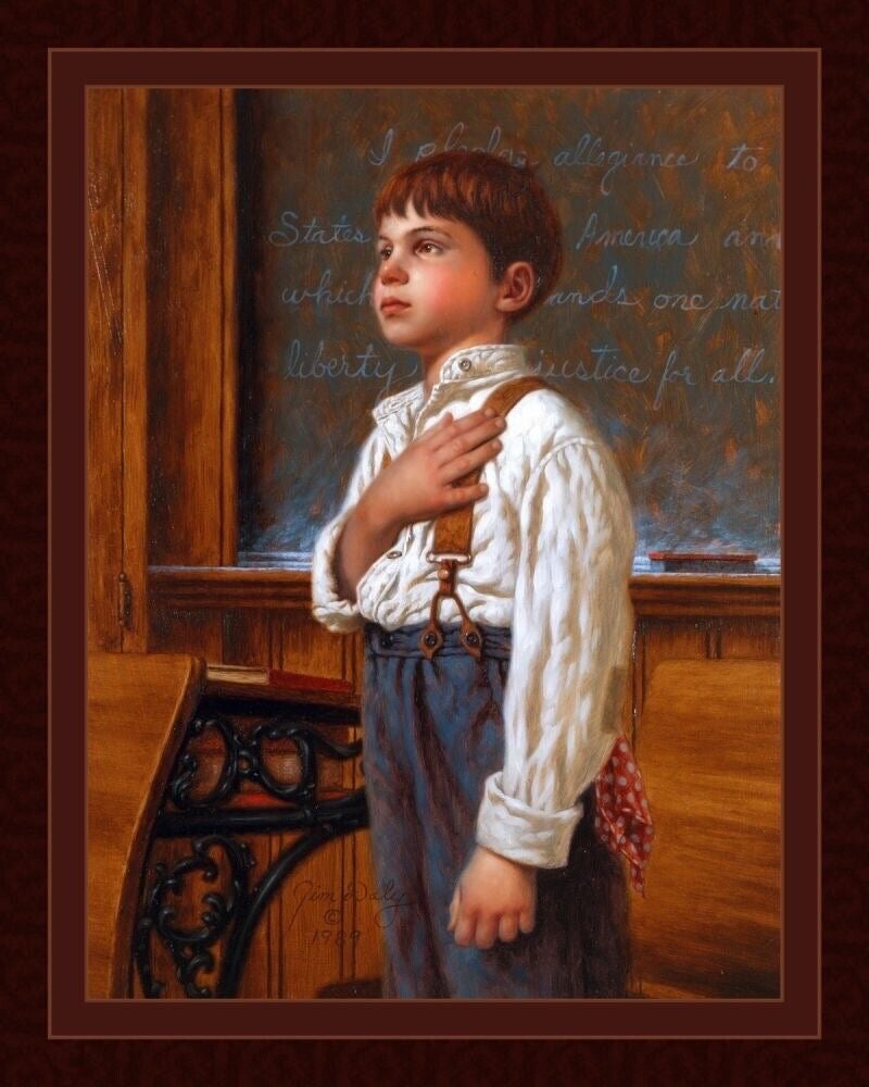 For Which It Stands 100% cotton fabric panel aprox 36 x 44 Pledge of Allegiance - free ship to USA