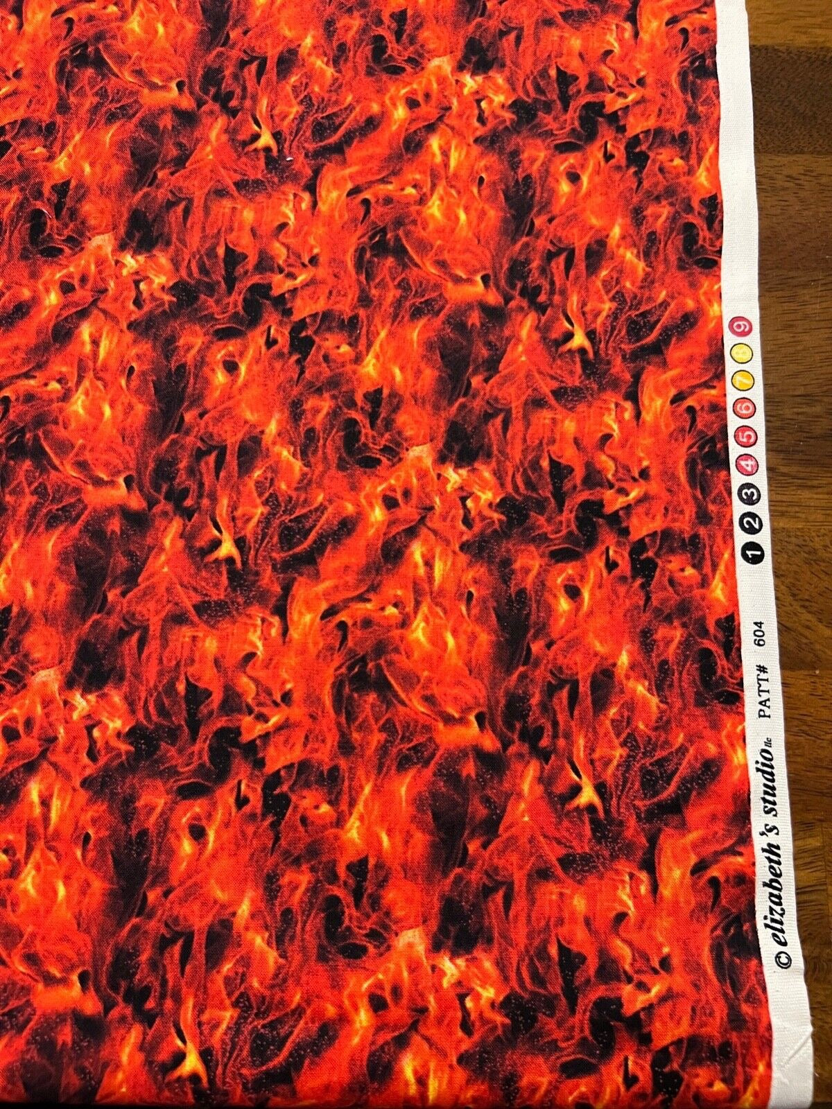 Elizabeth Studios Motorcycle Flames RED 100% cotton fabric by the yard 36 x 44 - Free ship to USA