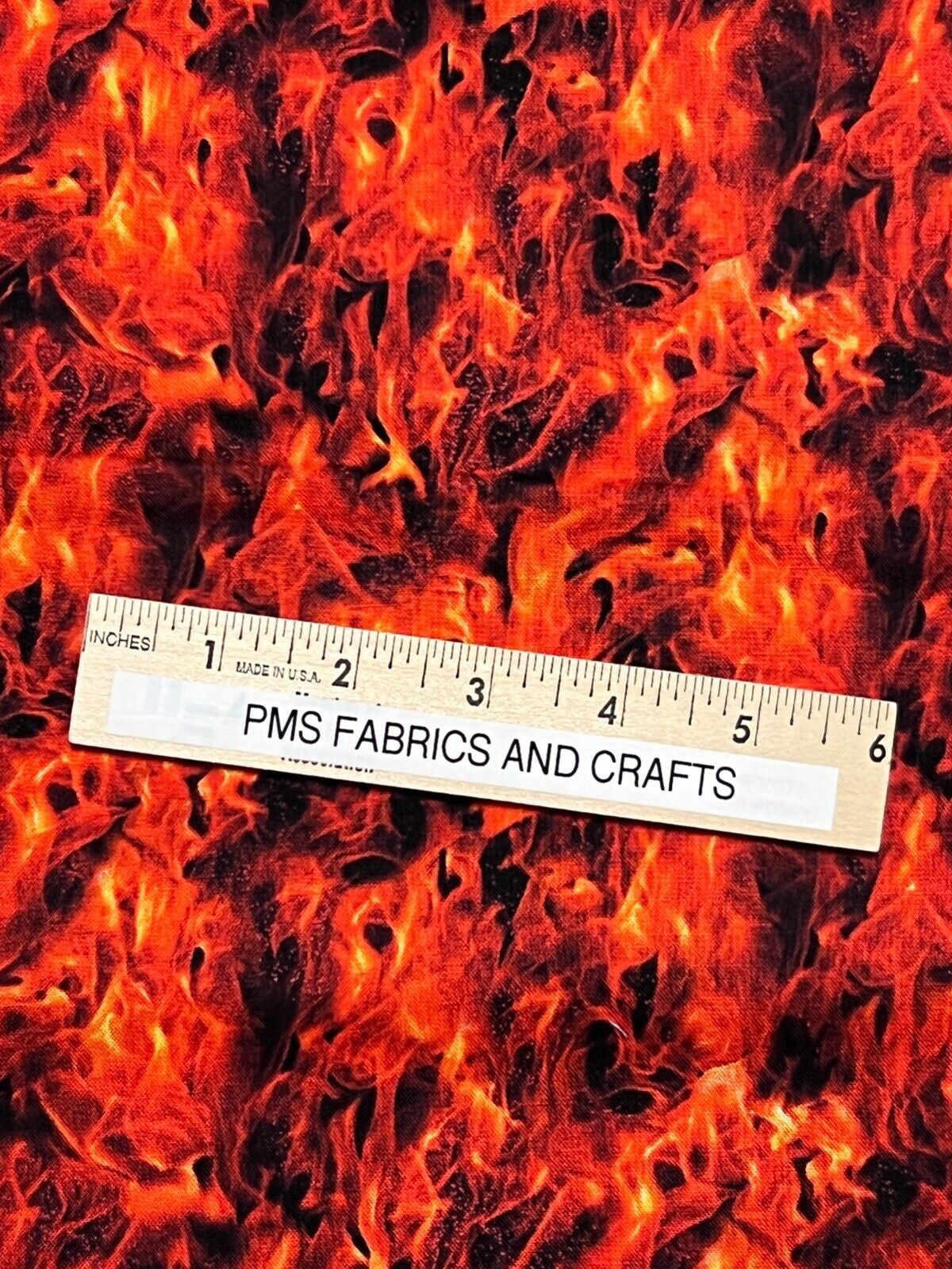Elizabeth Studios Motorcycle Flames RED 100% cotton fabric by the yard 36 x 44 - Free ship to USA