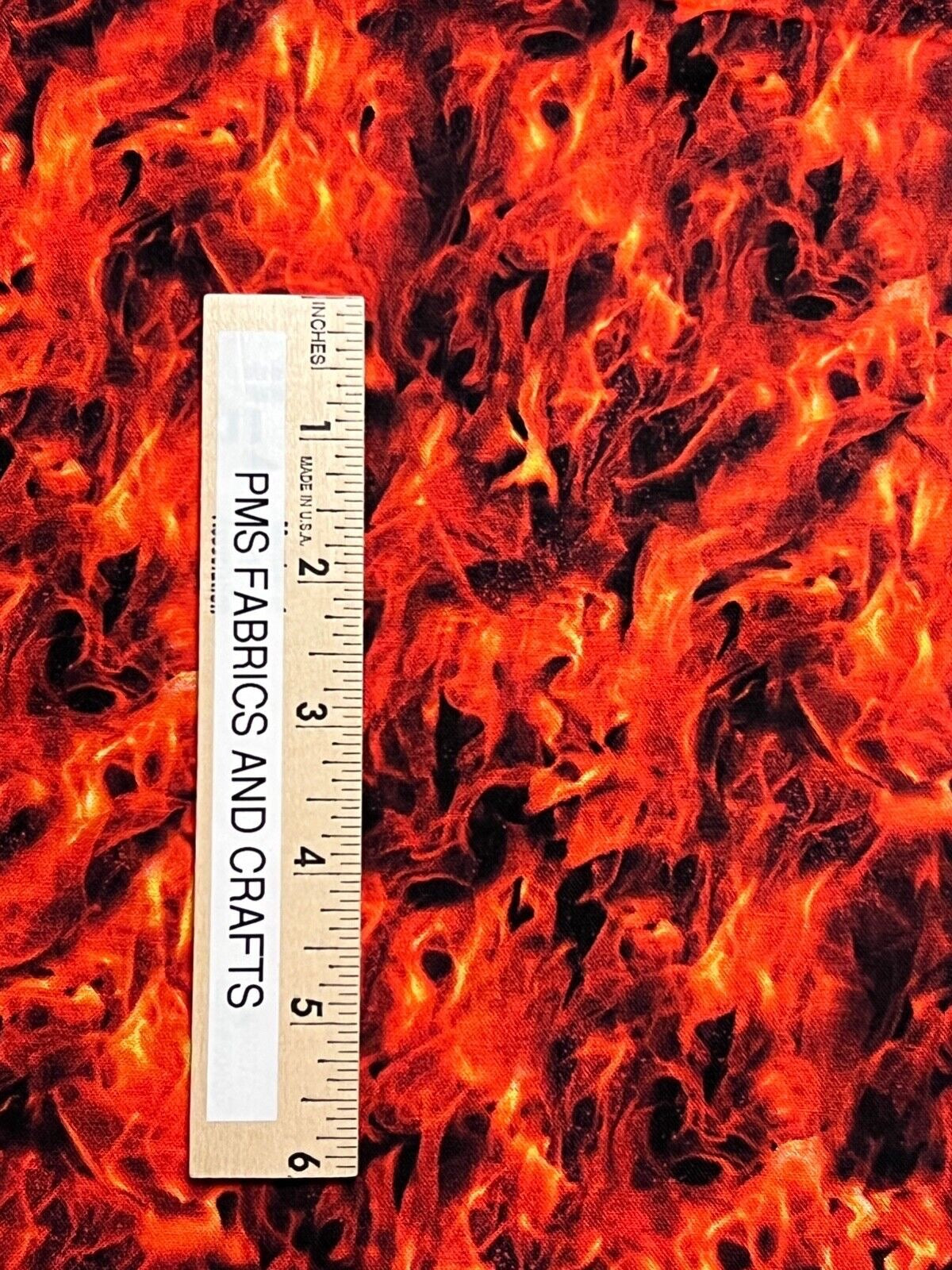 Elizabeth Studios Motorcycle Flames RED 100% cotton fabric by the yard 36 x 44 - Free ship to USA