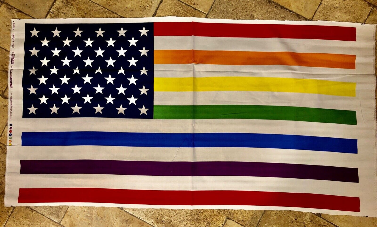 RK LGBT Rainbow Pride Flag 100% cotton fabric panel appr 23 x 44 not ready made - free ship to USA