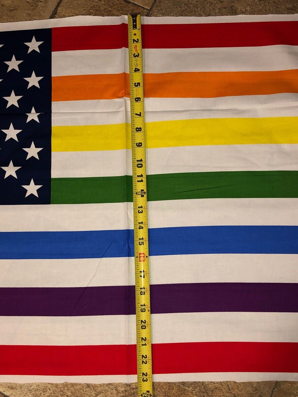 RK LGBT Rainbow Pride Flag 100% cotton fabric panel appr 23 x 44 not ready made - free ship to USA