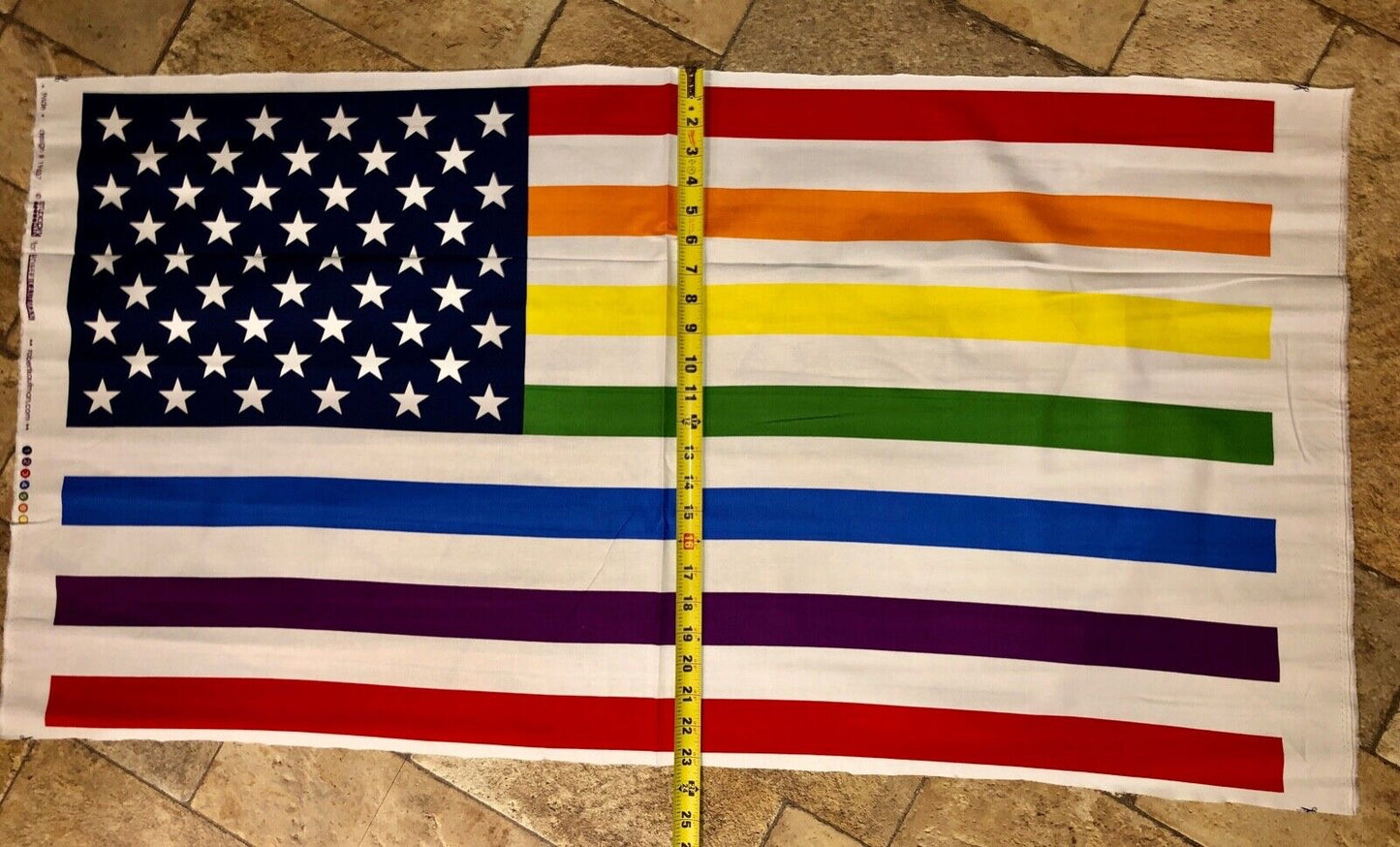 RK LGBT Rainbow Pride Flag 100% cotton fabric panel appr 23 x 44 not ready made - free ship to USA
