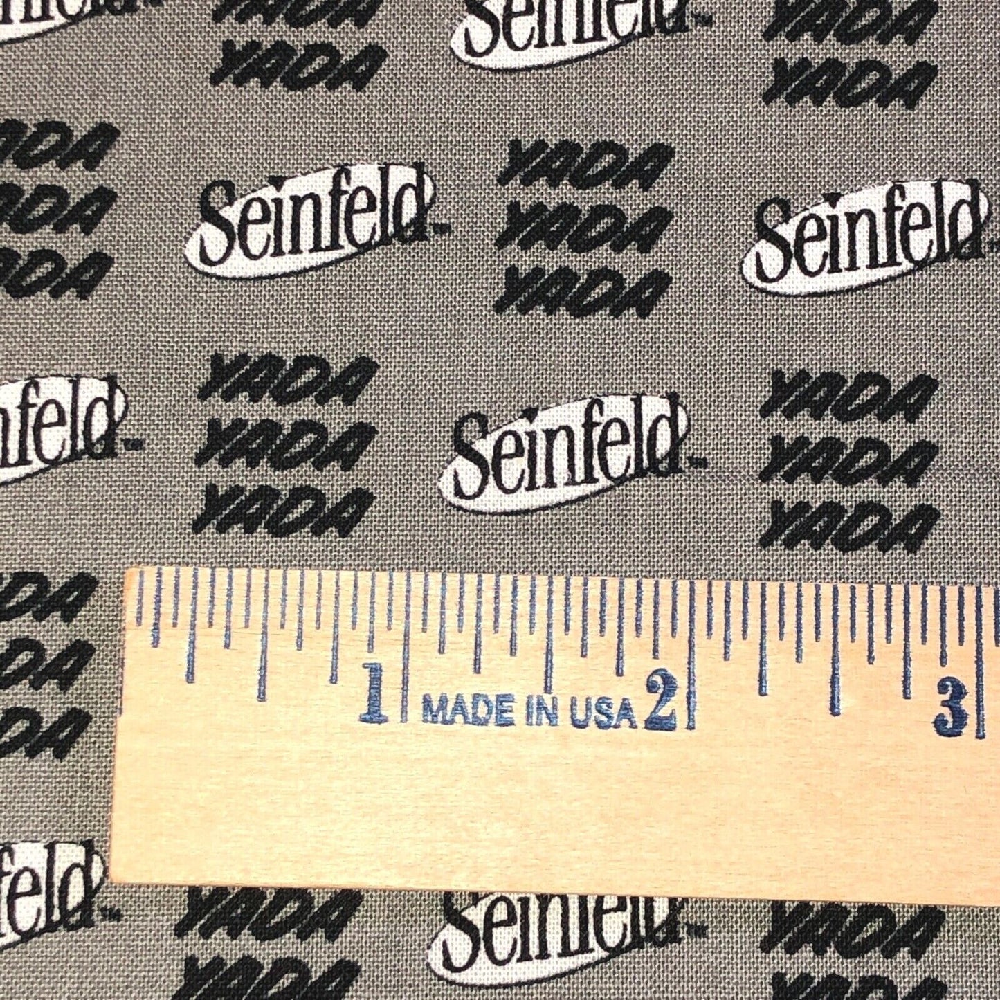 Camelot Seinfeld 100% cotton fabric by the yard Yada Yada Yada on silver gray - free ship to USA