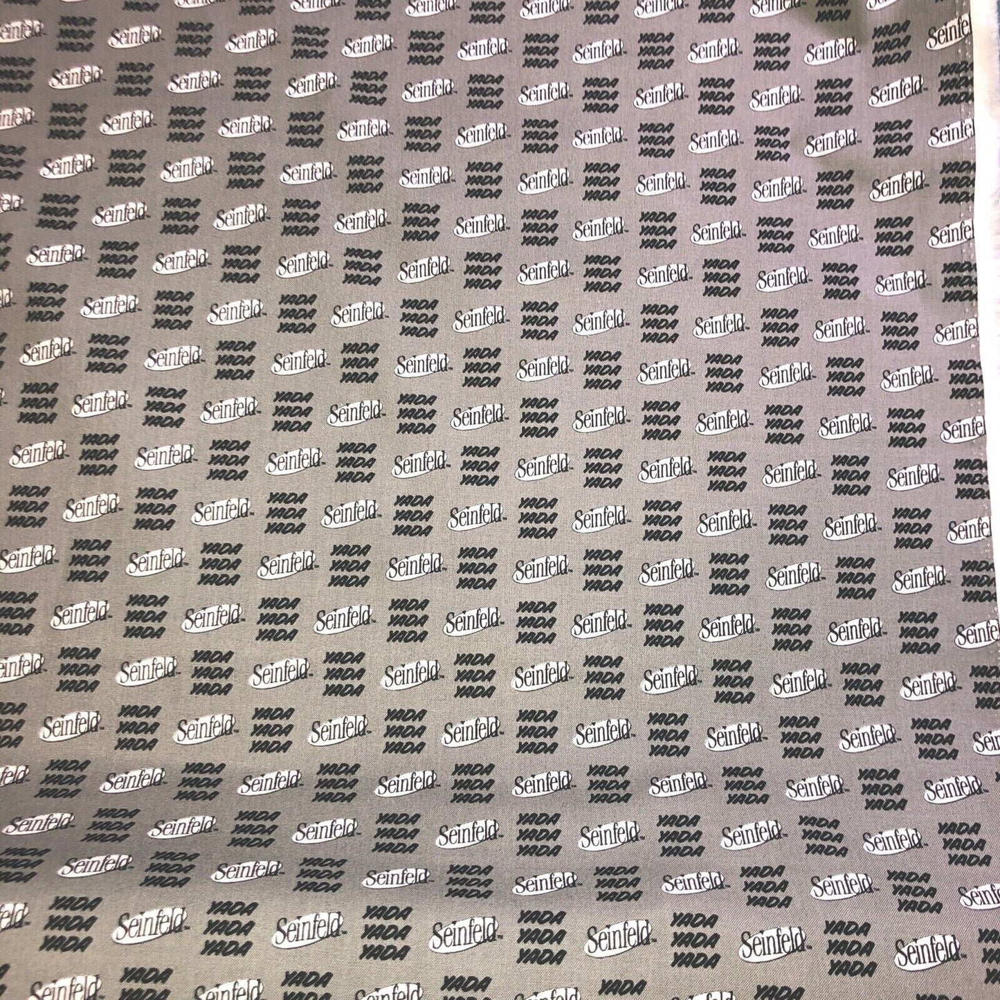 Camelot Seinfeld 100% cotton fabric by the yard Yada Yada Yada on silver gray - free ship to USA
