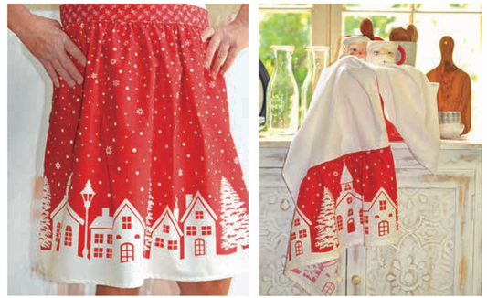 MODA Christmas Village Apron and Hanging towel Kit #3 - 100% med cotton fabric - 2 fabrics and the pattern included - Christmas Holiday (Copy) (Copy)